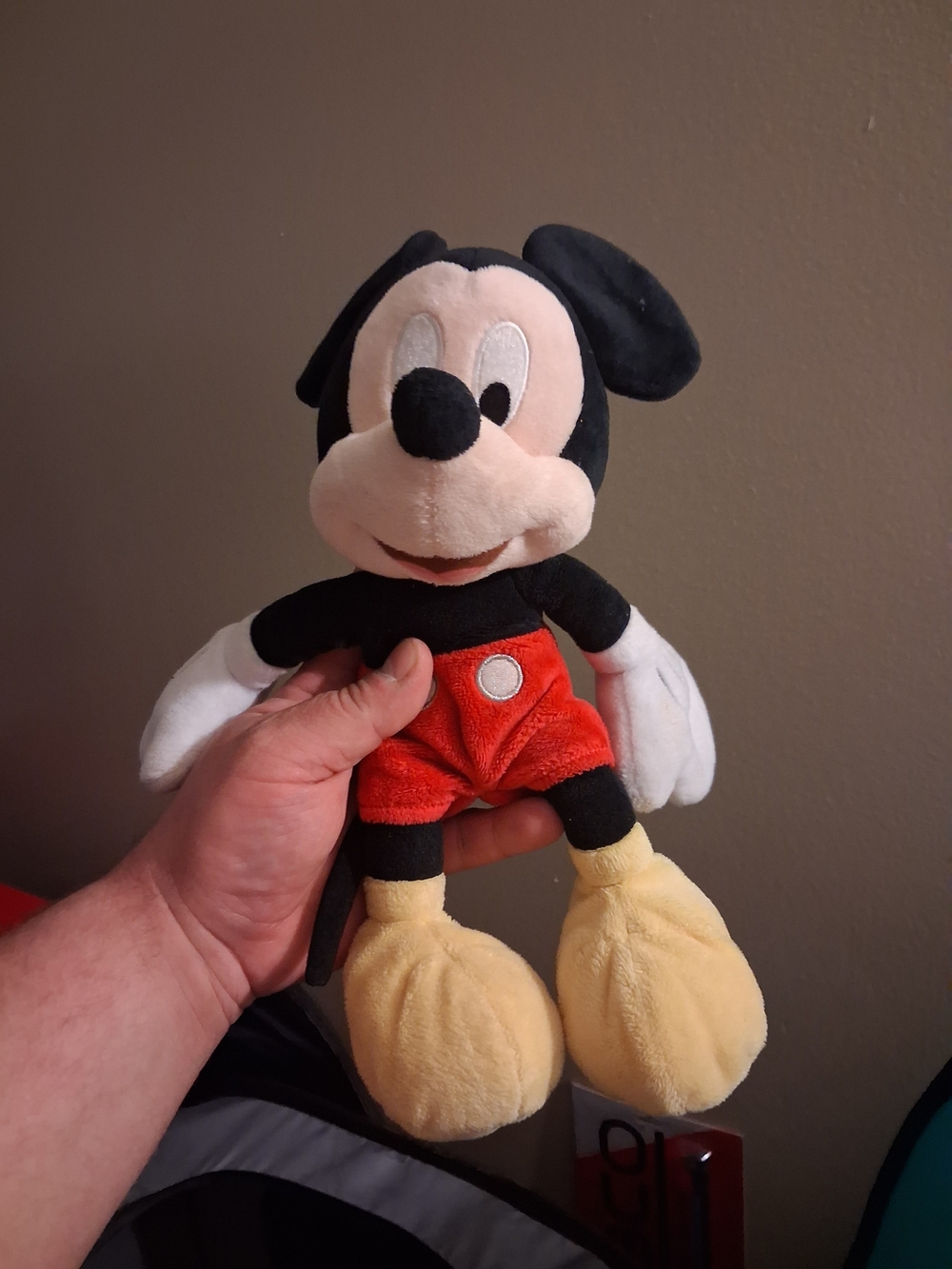 Classic Mickey Mouse Plush Toy - Black, Red, Yellow